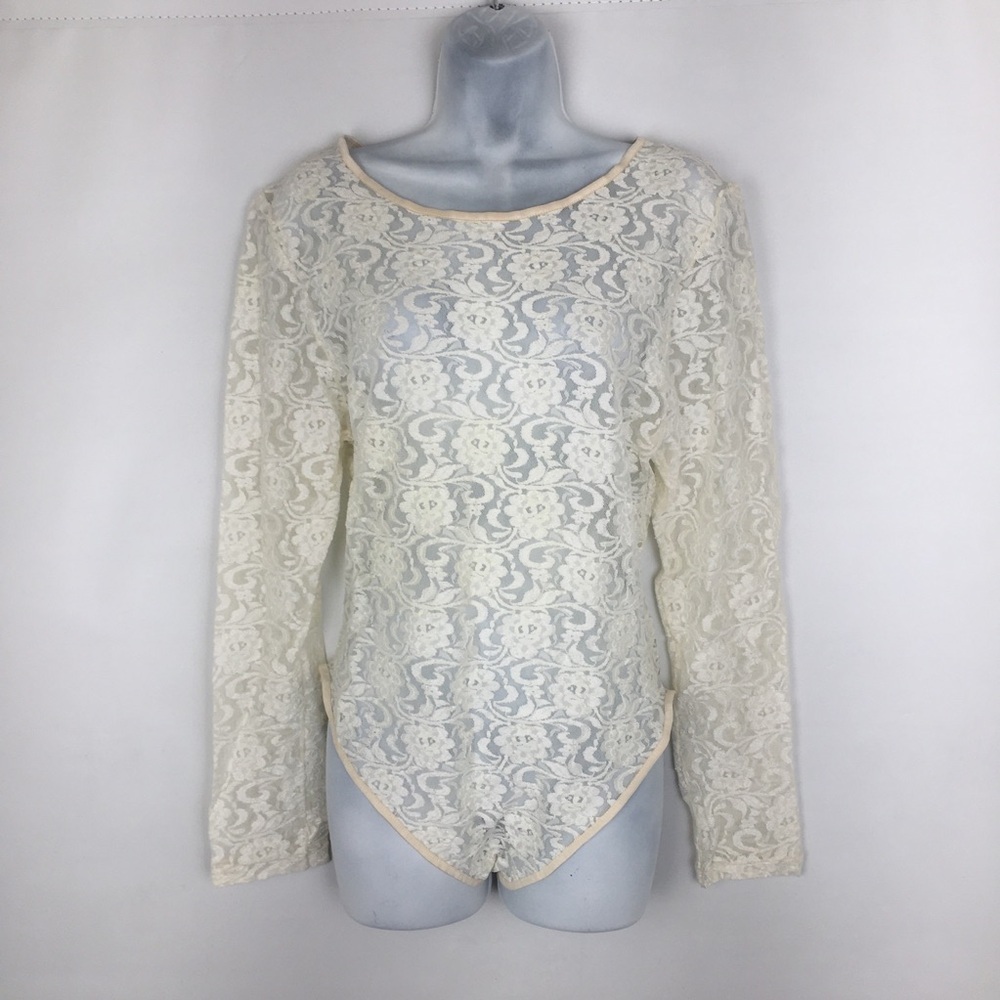 Vintage Y2K Sheer Mesh Lace Bodysuit  Women’s Size XL by Cinema Etoile Fairycore